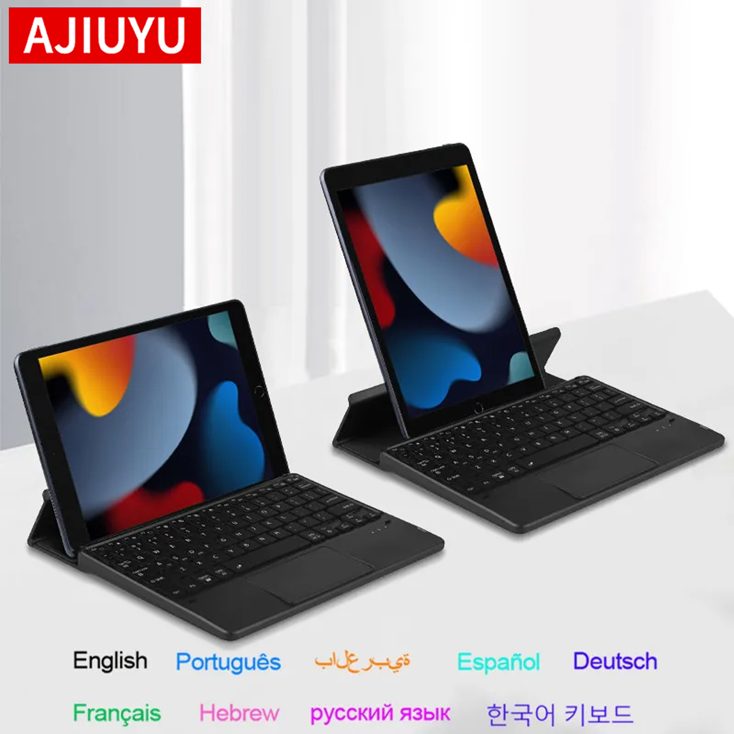 Tablet Accessories Kit - AJIUYU faltbare Bluetooth-Tastatur, Touchpad-Tastatur mit Hintergrundbeleuchtung