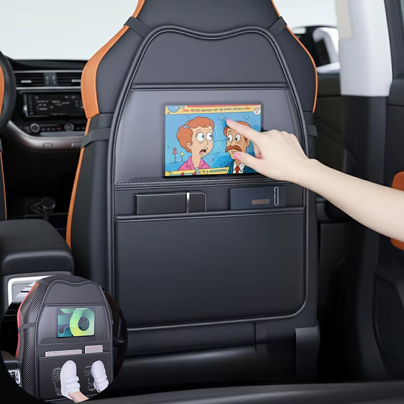Toddler Tablet Accessories - Hochwertiger PU-Leder Autositz-Schutzbezug mit Taschen Multifunktionaler