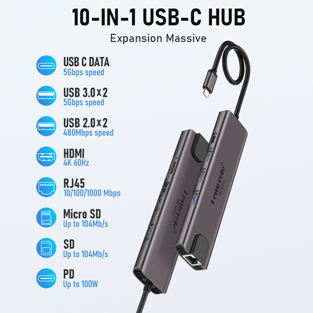 Lemorele 10-in-1-USB-C-HUB-Doc – Usb Hub Type C Bewertung und Preis